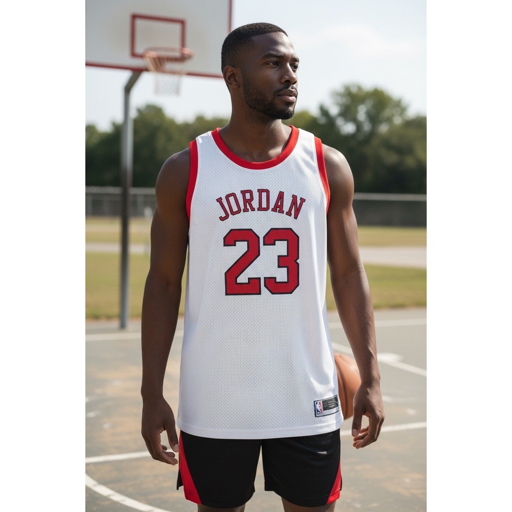 Jordan 23 Basketball Jersey White‎ Mesh Chicago Bulls Style Mens Sleeveless Top